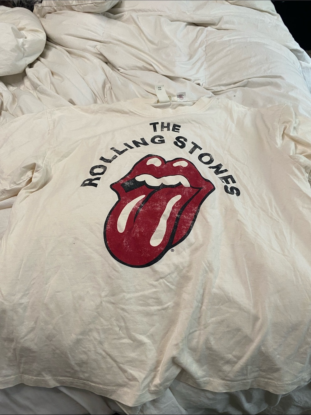 the Rolling Stones White Tee with Red Tongue Logo